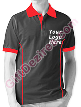 Designer Black Melange and Red Color T Shirt With Logo Printed